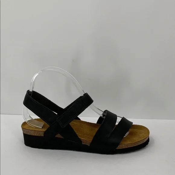 NAOT Kayla comfort wedge sandal shoe black matte strappy leather women new 41 10 - Picture 4 of 7